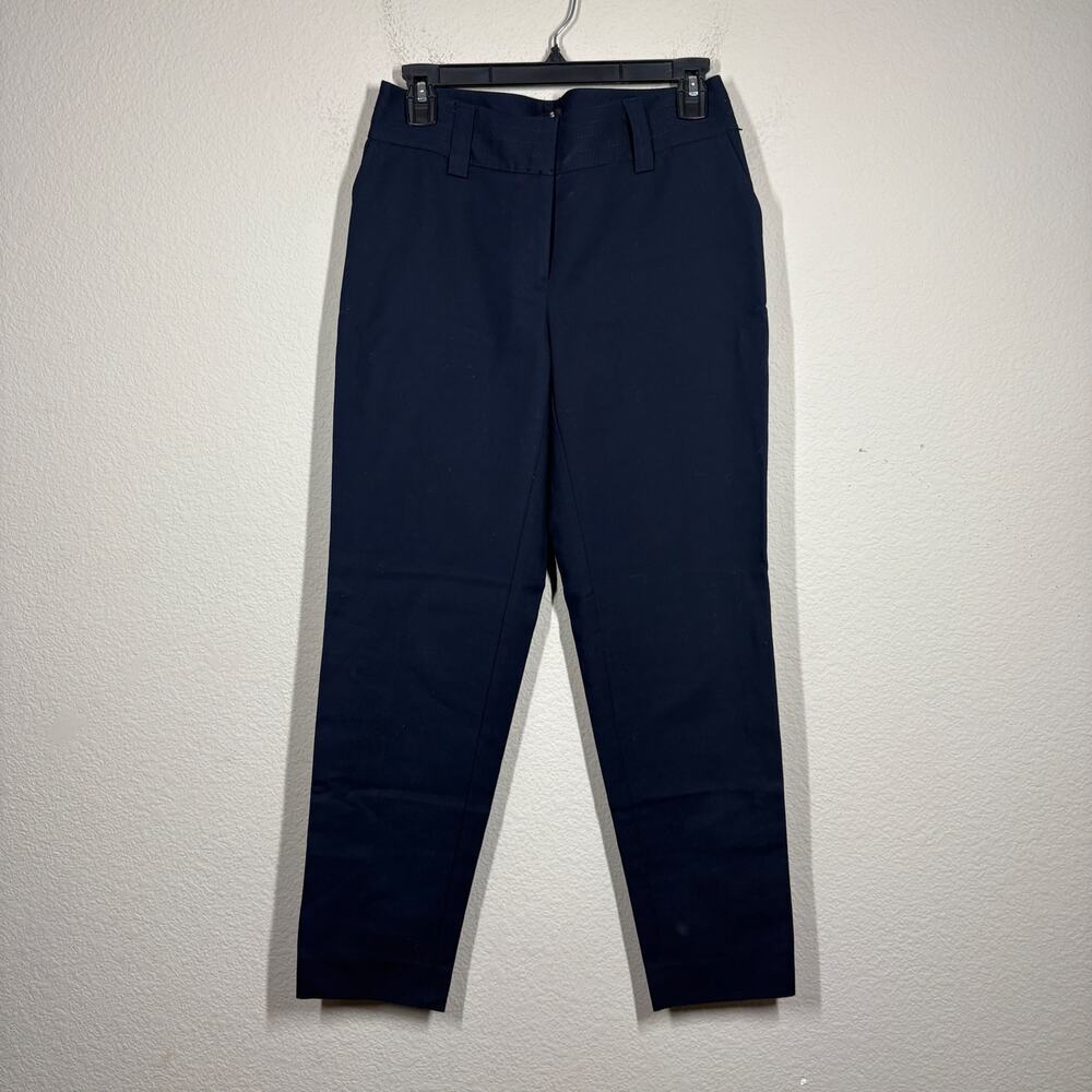 Jones New York Size 2 Chino Pants Navy Blue Cotton Blend Mid Rise Pockets NWT